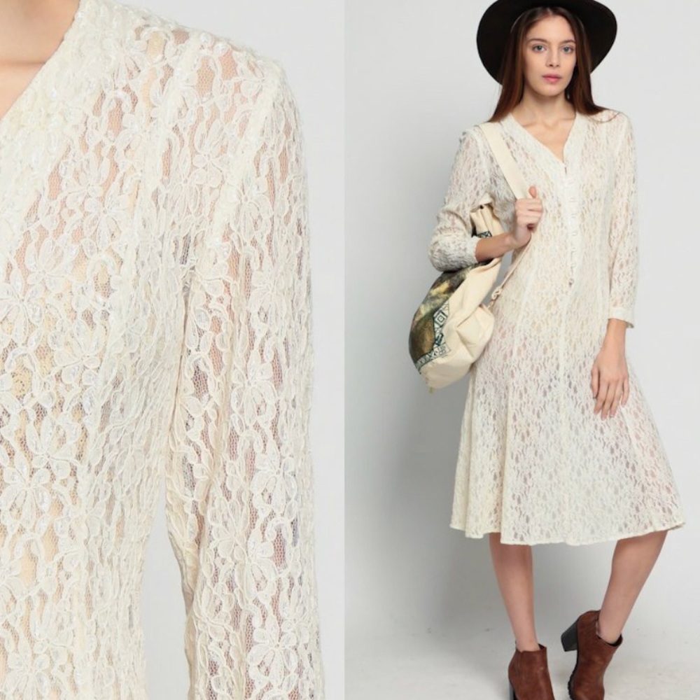 Lace dress, needs a slip or bodysuit underneath